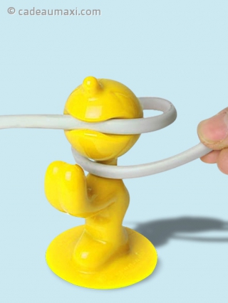 Enrouleur de câble avec ventouse en forme d'un petit bonhomme