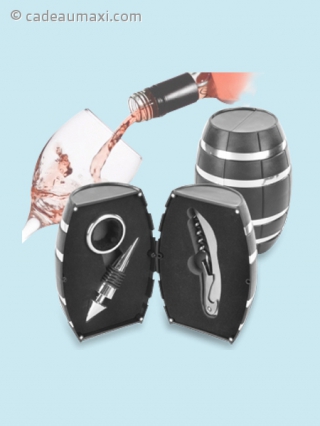 Coffret œnologie en forme tonneau à vin