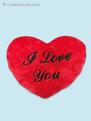 Coussin cœur en peluche I Love You 35 cm