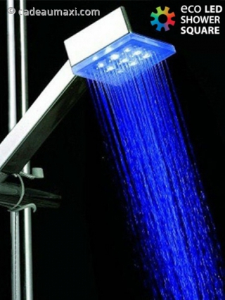 Pommeau de douche carré à témoin Led