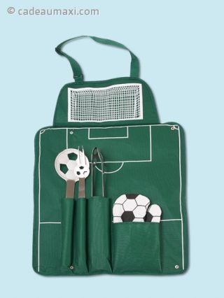 Tablier pour barbecue thème football avec couverts