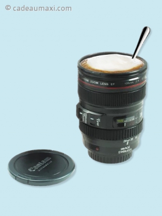 Tasse en forme d'objectif d'appareil photo