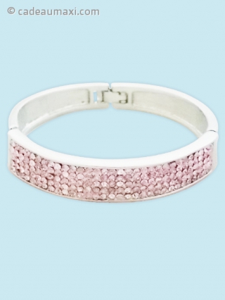 Bracelet large avec strass roses