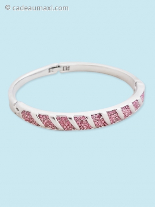 Bracelet argenté serti de strass roses