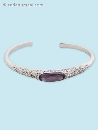 Bracelet argenté à faux cristal mauve et strass