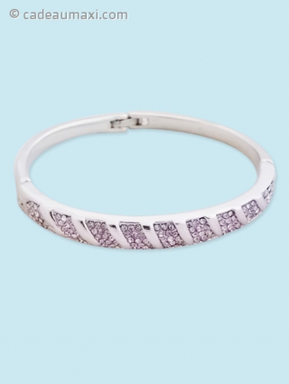 Bracelet argenté à strass mauves