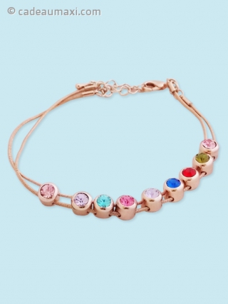 Bracelet à fausse pierre multicolores mobiles