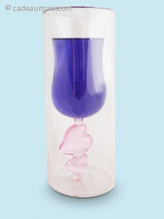 Verre à pied cœur à double paroi