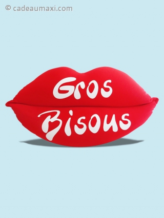 Coussin lèvre rouge gros bisous