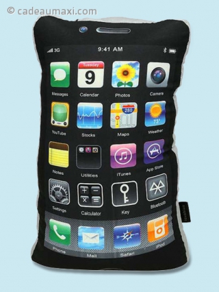 iCoussin en forme d'iPhone avec poche zippée
