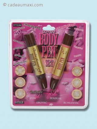 2 stylos pour le corps goût fraise et chocolat