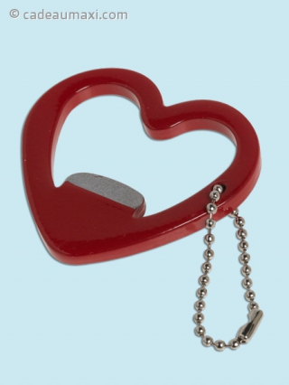 Porte-clés décapsuleur en forme de coeur