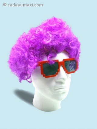 Perruque afro de couleur violette