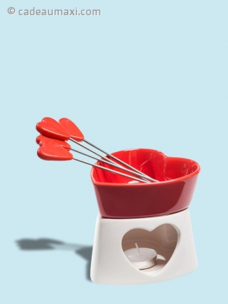 Fondue à chocolat coeur rouge