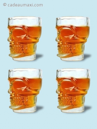 4 verres à shot tête de mort