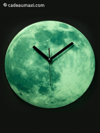 Horloge murale lune fluorescente