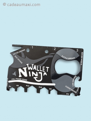 Carte métallique Ninja pour portefeuille 18 outils en 1