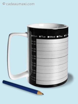 Mug planning hebdomadaire avec crayon