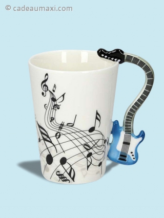 Mug musique à anse guitare électrique bleue