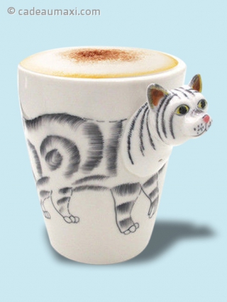 Tasse chat avec queue en 3D