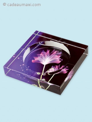 Cendrier en cristal avec motif fleur