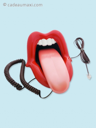 Téléphone filaire en forme de bouche qui tire la langue