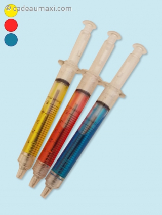 Stylo en forme de seringue colorée