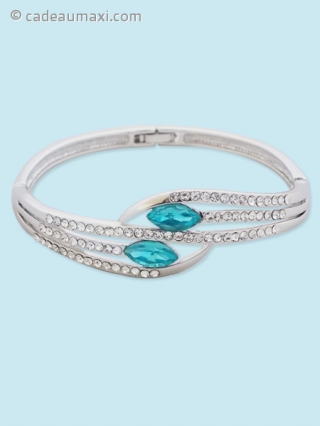 Bracelet argenté à 5 branches et pierres bleues