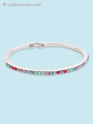 Bracelet à chaîne rigide et pierres multicolores