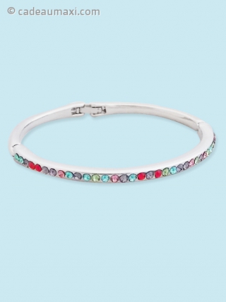 Bracelet à chaîne rigide et pierres multicolores