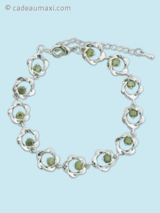 Bracelet à petites fleurs à pierres vertes