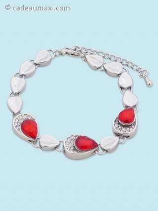 Bracelet à gouttes d'eau et pierres rouges