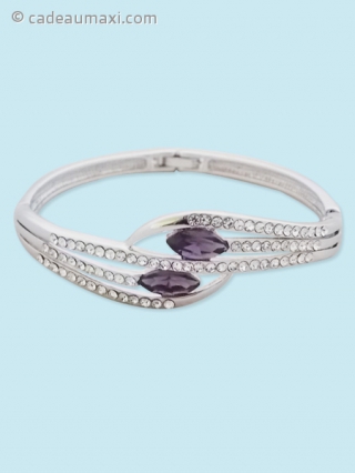 Bracelet fantaisie à strass et pierres violettes