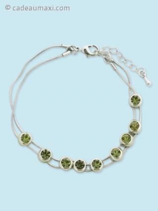 Bracelet argenté avec pierres vertes