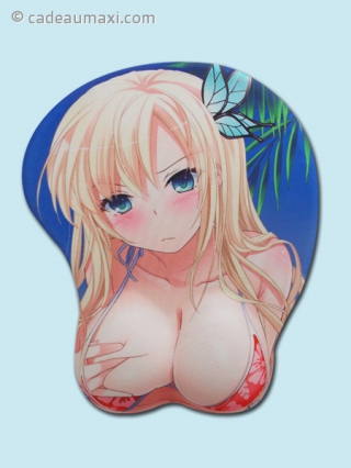 Tapis de souris manga blonde avec bikini rouge en relief