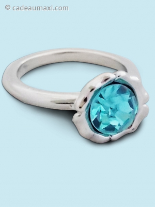 Bague couleur argent avec pierre bleu turquoise 