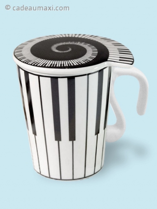 Mug piano en céramique avec couvercle