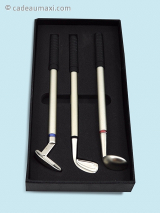 Set de 3 stylos en forme de club de golf en métal